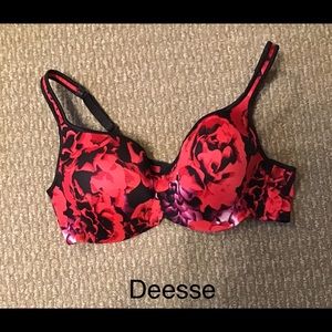 Deesse Lingerie Red Floral Bra